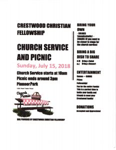 Artwork for 5th Annual All Church Picnic Sunday July 15th, Pioneer Park